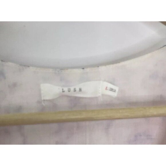 Lush Women’s Floral Faux Wrap Ruffle Flutter Sleeve Dress Sz L Fairycore Cottage - Picture 6 of 11